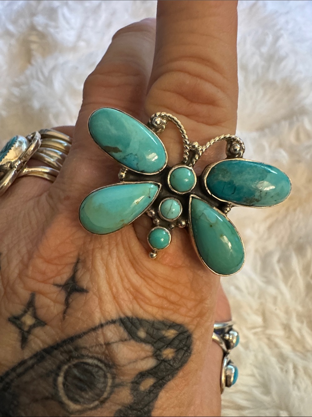 Mojave Turquoise Butterfly Cocktail Ring - Women Jewelry